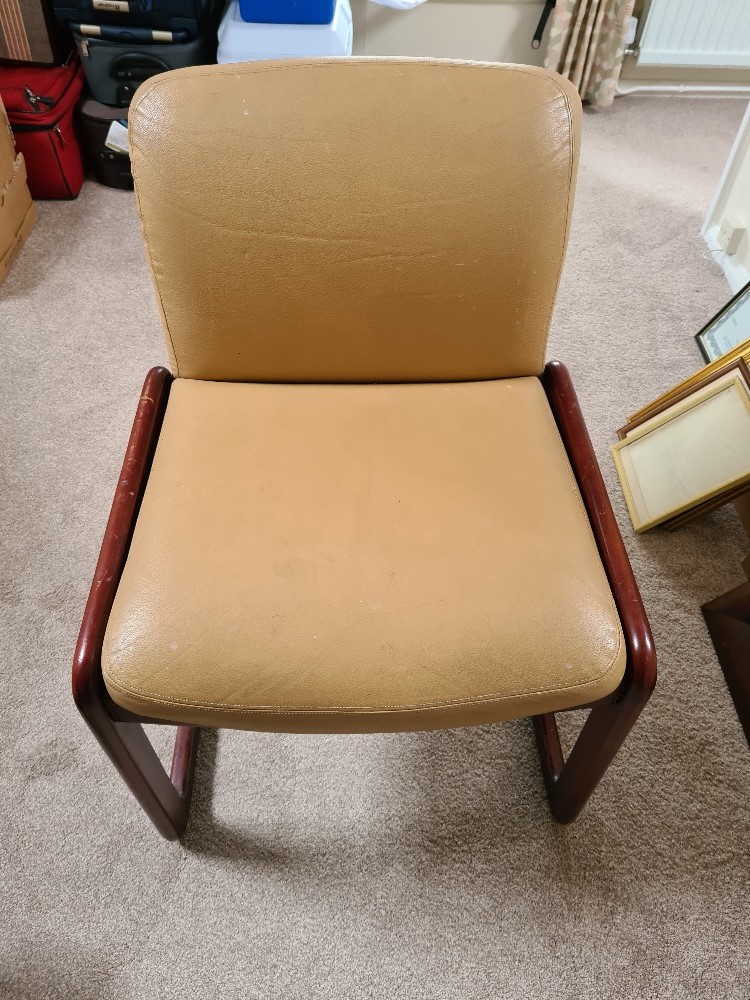 A set of five (4+1) retro studio-design mahogany framed chairs c1960s. No makers name. - Image 7 of 7