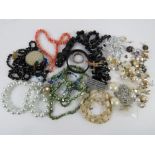 A quantity of vintage costume jewellery, some silver noted included,