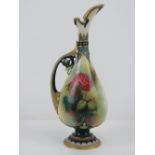 A Royal Worcester ewer modelled by J Handley and hand painted by Jenny Lander in polychrome enamels,