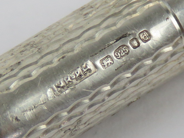 A silver pin cushion hallmarked Birmingham 1919, together with a HM silver pick, and a HG&S thimble. - Image 4 of 4