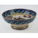 A Losol Ware part gilded fruit bowl having fruit and butterfly decoration throughout, 27cm dia,