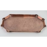A large and impressive copper Arts & Crafts tray having Art Nouveau floral engraving to centre,