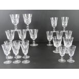 A quantity of assorted cut glass ware inc large wines, small wines, etc. A part set.