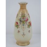 A Crown Devon blush vase having floral decoration upon, Rgd No 635593, standing 24cm high.