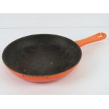 Le Cruset; an orange and red painted frying pan 20.5cm diameter.