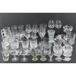 A quantity of assorted glassware including wines, tumblers, whiskey glasses, bowls, etc etc.