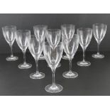 A quantity of ten contemporary wine glasses.