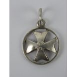 A silver Maltese Cross pendant, having Malta hallmark for 925 silver, 1.8cm dia, total length 2.9cm.
