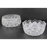 A fine lead crystal cut glass fruit bowl 21cm dia, together with another similar 22cm dia.