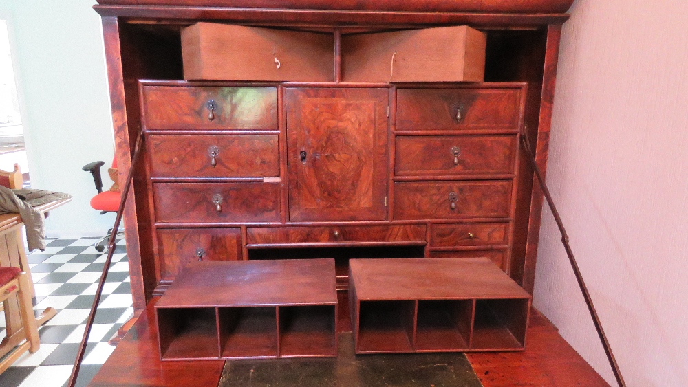 A superb walnut secretaire on chest having fine quality walnut cross banded fall front opening to - Image 5 of 9