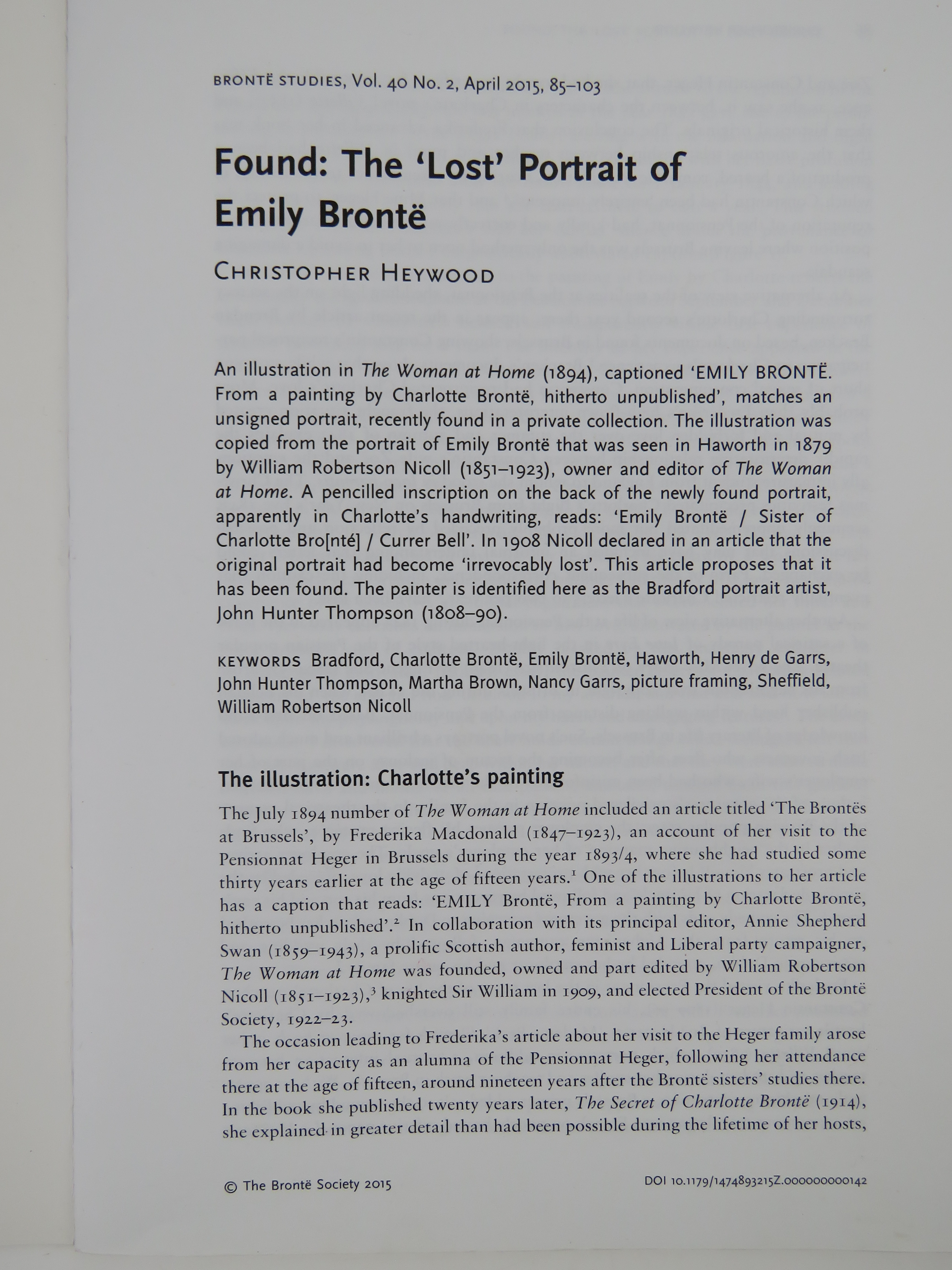 Emily Brontë. The lost 'Bonnet Portrait' rediscovered. - Image 15 of 35