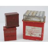 An empty British Mills detonator box wit