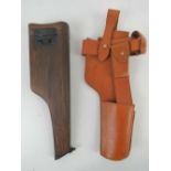 A reproduction Browning high power shoulder stock and holster.