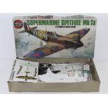 A vintage Airfix Supermarine Spitfire Mk1a, 1/24 scale model kit.