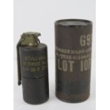 An inert US MK3A2 Offensive grenade in transit case and dated 1974,