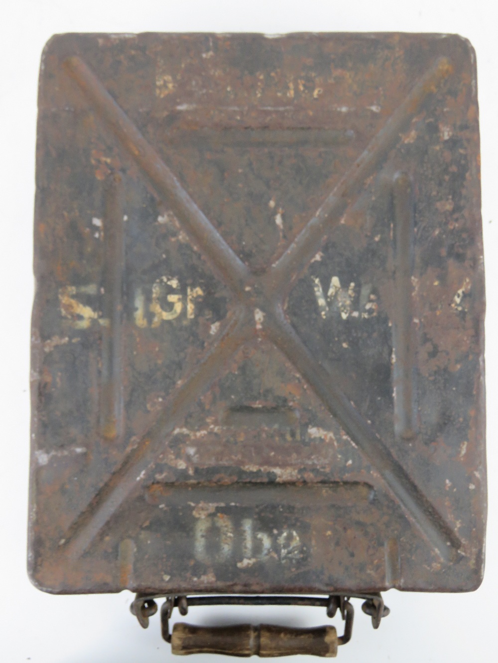 A WWII German 80mm mortar round transit case, having stencilling upon. - Image 4 of 4