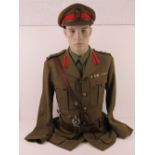 A British Army Brigadiers Royal Engineers service uniform with visor cap, Sam Brown belt,