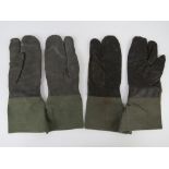 Two pairs of WWII period German gauntlet style gloves for motorcyclists or cold weather.