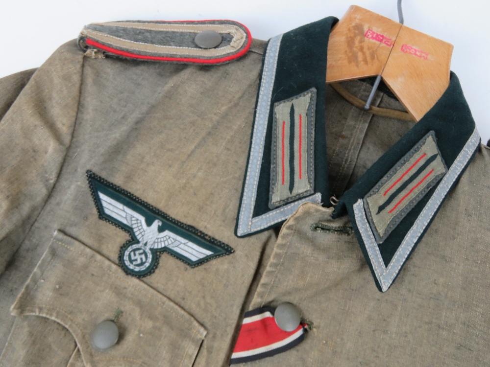 An rare WWII German Heeres Artillery or Gunnery NCO's summer tunic, - Image 3 of 4