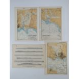 Four WWII Allied (British) South Coast harbour depth and topography maps,