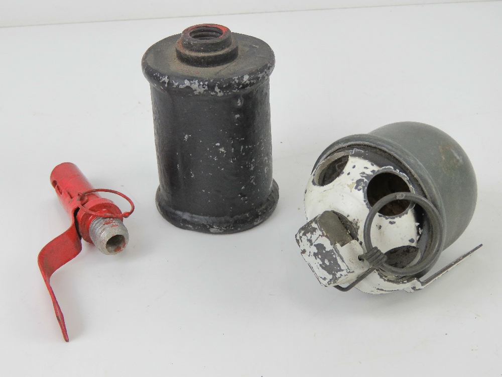 An inert Dutch training grenade with fuse and pin. Together with an inert Soviet RG42 drill grenade. - Image 4 of 4