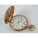 A 9ct gold full Hunter pocket watch marked to dial and movement for Rothererhams London no 73927,