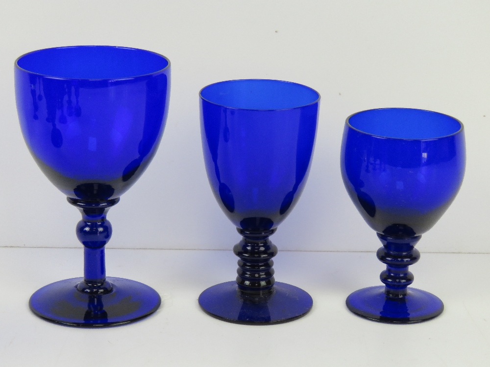A quantity of Bristol Blue glassware including a pair of wine glasses, pair of liqueurs, - Bild 2 aus 2