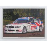 A framed photographic print from the ETCC Donington Park Race Meeting 29th June 2003 signed by Andy