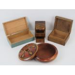 A selection of four assorted lidded boxes of various forms and sizes.