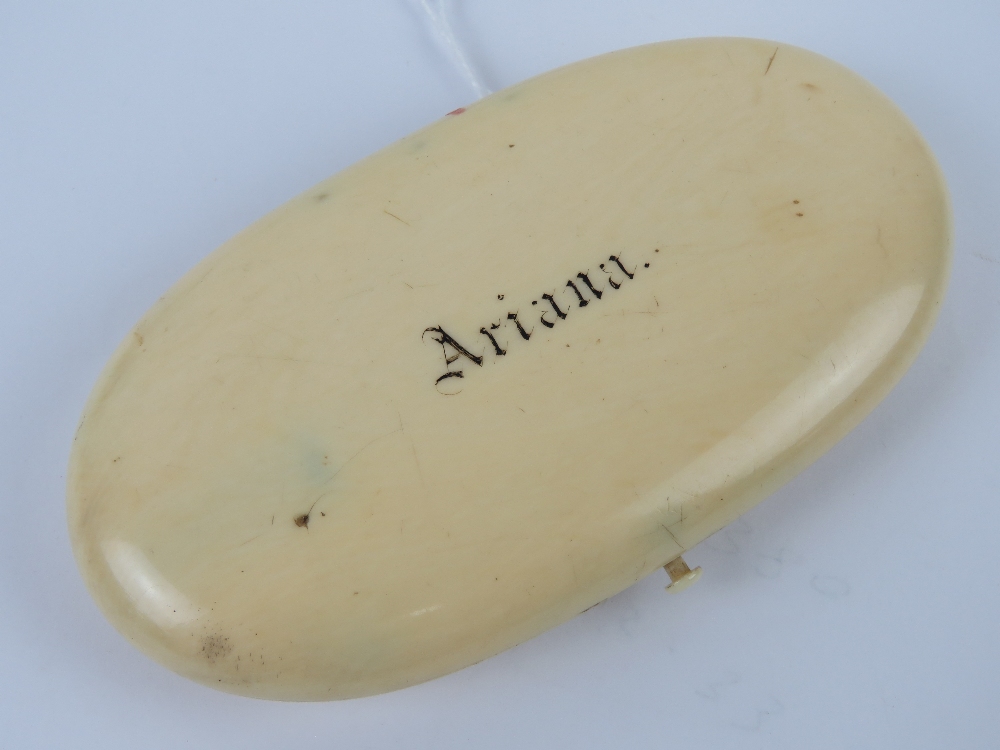 A 19th century French ivory etui sewing set, gilt metal, no apparent hallmarks, comprising scissors, - Image 4 of 4