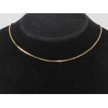 A 9ct gold box link chain necklace measuring 37.