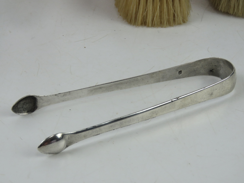 A pair of silver sugar tongs hallmarked (1876? slightly indistinct) together with a quantity of - Image 2 of 3