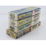 Four vintage Airfix-600 scale model ships inc three from Series 1 being HMS Leander,