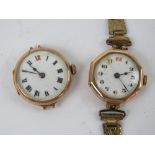Two vintage 9ct rose gold ladies manual cocktail wristwatches, each hallmarked 375,