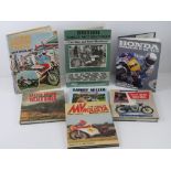A quantity of motorcycle books including; Honda Conquerors of the Track,