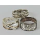 Three silver rings sizes M-N, each stamped 925.