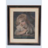 Print; study of a Georgian child of angelic quality within Hogarth frame, 47 x 56cm.