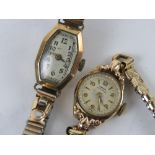 Two vintage 9ct gold ladies cocktail watches, manual movements, each on expanding bracelet,