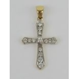 A 9ct gold crucifix pendant set with white stones, hallmarked 375 3.4cm inc bale, 1.8g.