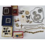 A quantity of assorted costume jewellery including a cut steel buckle,