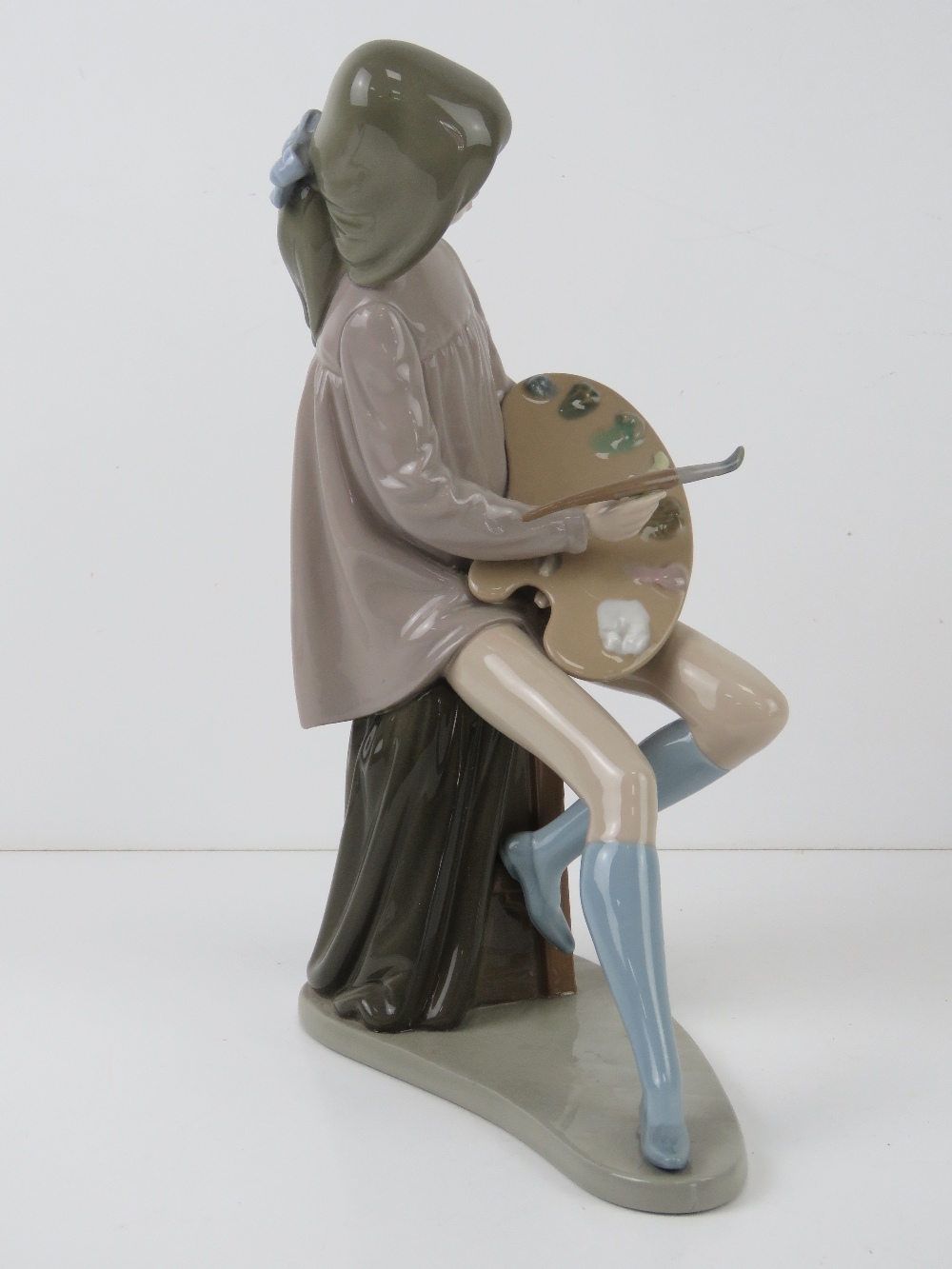 Nao figurine of a girl with artists palette and paintbrush (loose), 31.5cm high. - Image 2 of 4