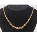 A substantial 9ct gold graduated rope twist chain necklace having Russian and London import