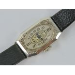 A 14ct gold Art Deco Gruen ladies manual wind wrist watch c1920s Cartouche style,