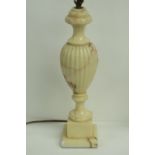 Two alabaster side lamp bases of classical baluster form,