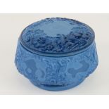 An Art Deco Czechoslovakian Bohemian lapis lazuli opaque glass lidded pot,