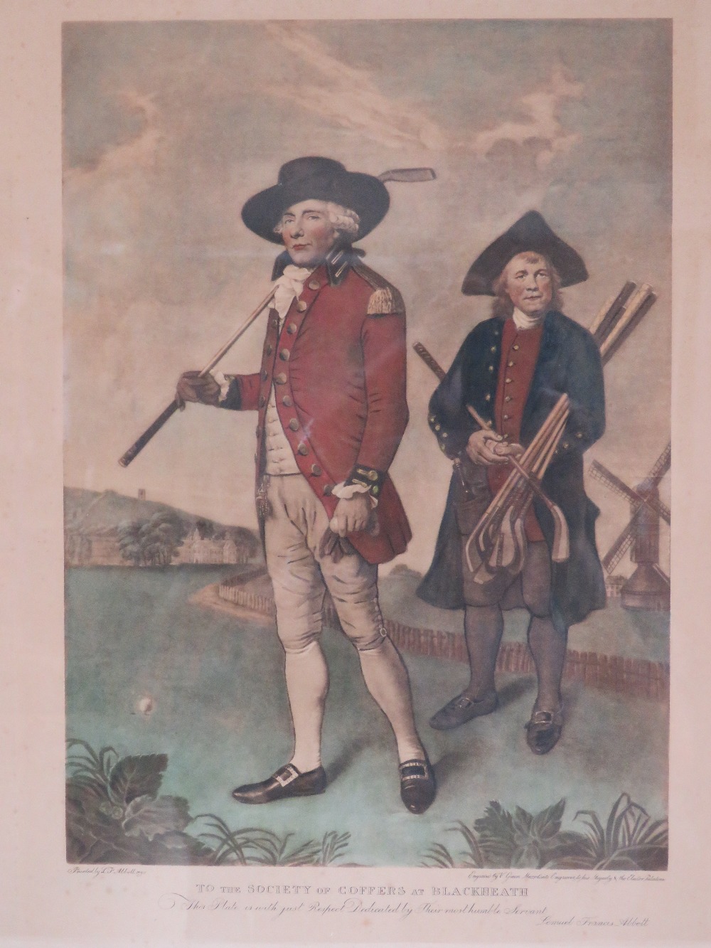 Coloured print 'To the Society of Goffers at Blackheath as painted by L J Abbot 1790', - Image 2 of 4