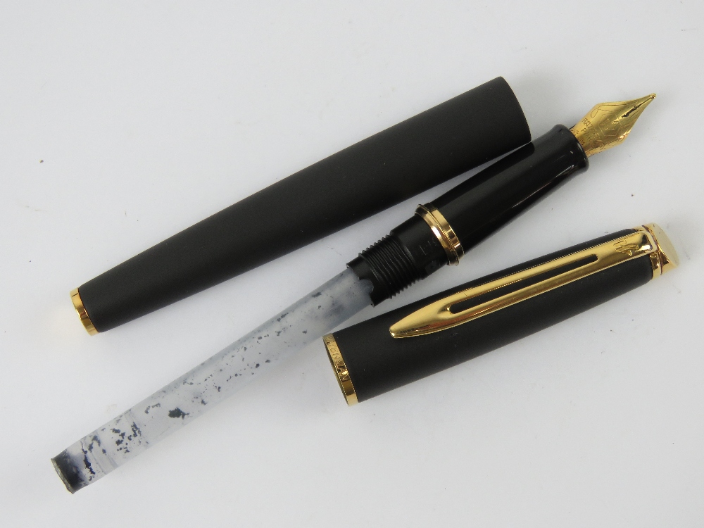 A Waterman fountain pen having original medium nib, in black leather case. - Image 2 of 6