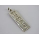 A HM silver ingot pendant having 1977 Jubilee hallmark, 14.9g/0.48ozt.