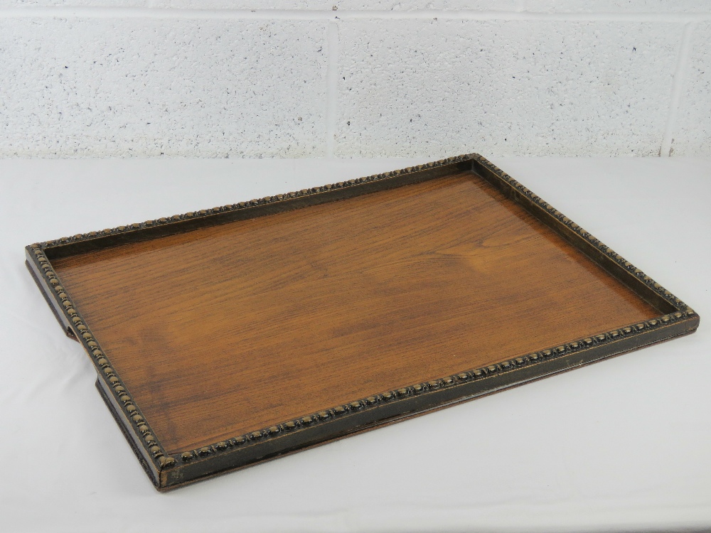 A good oak tray c1930s, measuring 58 x 41cm together with a glazed needle point panel, - Image 2 of 3