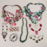 A quantity of assorted jewellery including shell necklaces, Honora pearl bracelets,